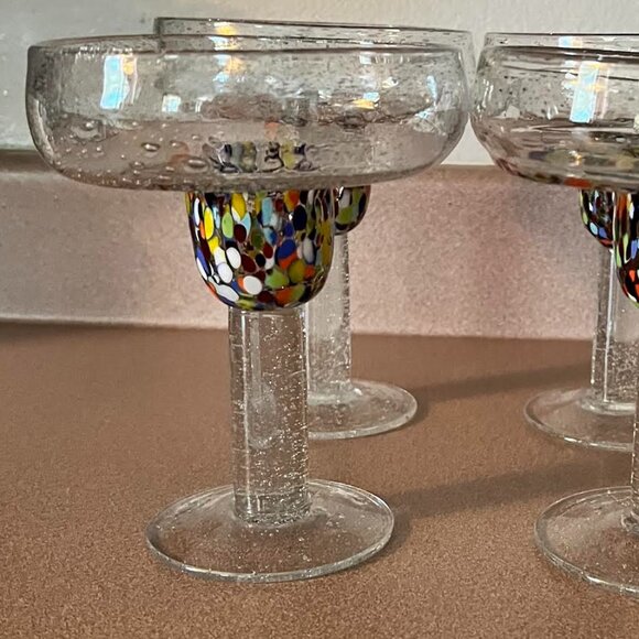 Mexican Margarita Glasses / Authentic Handblown Mexican Art Glass (Set of 4) - Picture 1 of 3